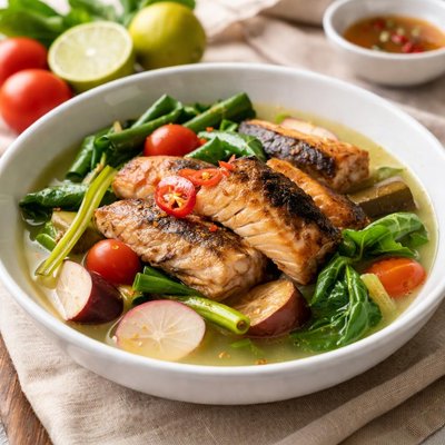 Salmon belly sinigang