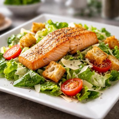 Salmon caesar salad