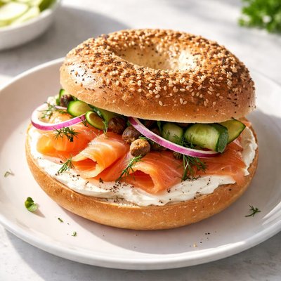 三文鱼奶酪贝果
