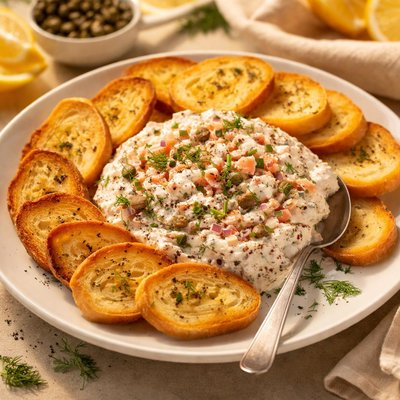 Salmon dip with crostini