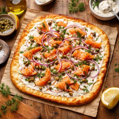 三文鱼法兰克福薄饼