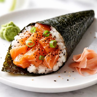 Salmon handroll