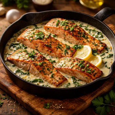 Salmon in cream sour