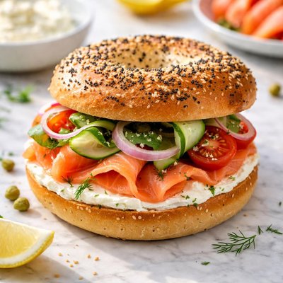 Salmon lox sandwich