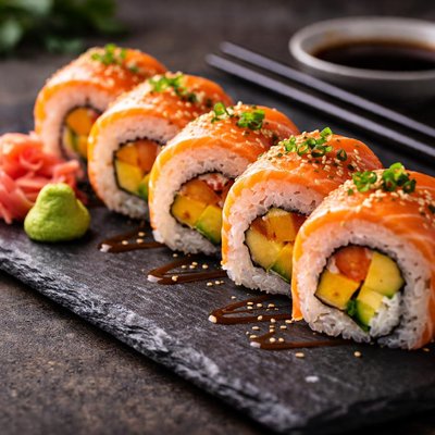 Salmon mango roll