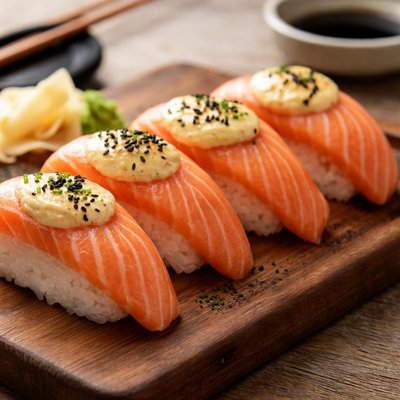 Salmon nigiri with mayo