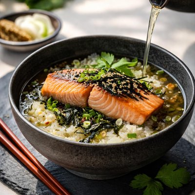 三文鱼绿茶泡饭