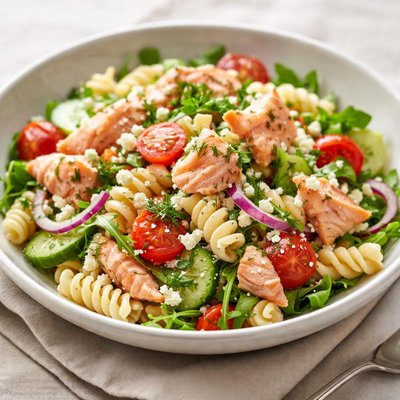 Salmon pasta salad
