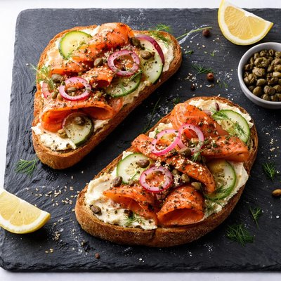 Salmon pastrima on toast