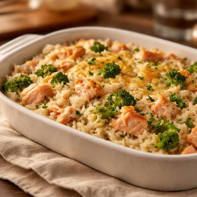 Salmon rice casserole