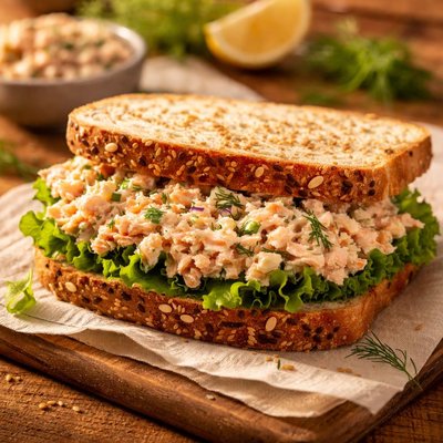 Salmon salad sandwich