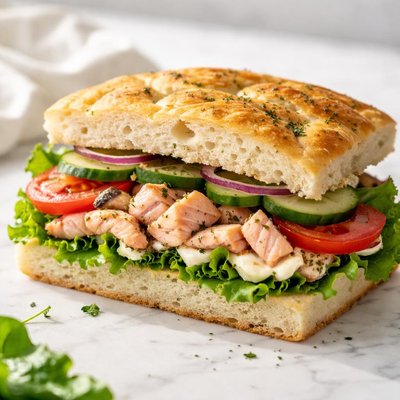 三文鱼蛋黄酱蔬菜法式意面包三明治