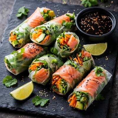 Salmon spring roll
