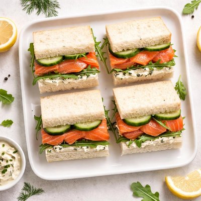 Salmon squares sandwich