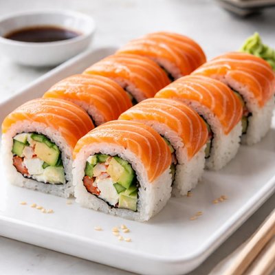 Salmon sushi rolls