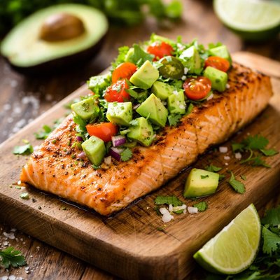 Salmon with avocado