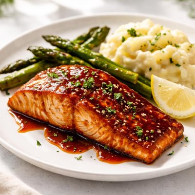 Salmon with barbeque sauce
