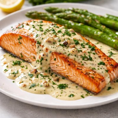 Salmon with cream sauce