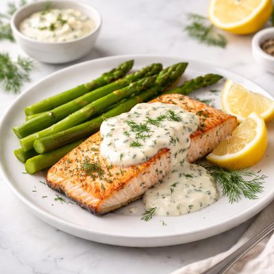 Salmon with creamy dill sauce