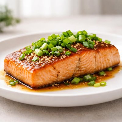 Salmon with green onions