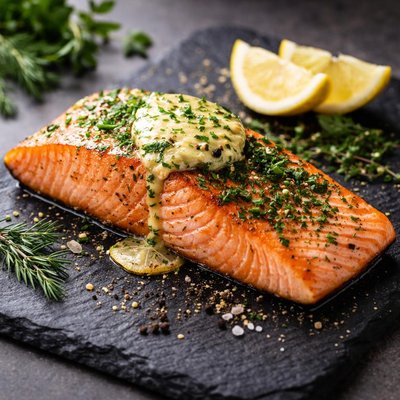 Salmon with herbs and butter