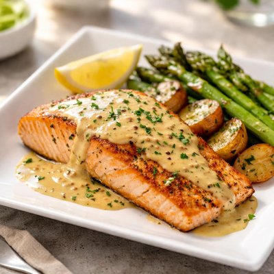 Salmon with mustard sauce