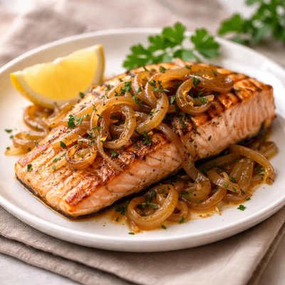 Salmon with onions