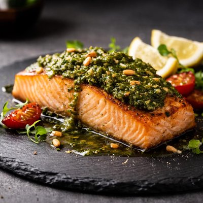 Salmon with pesto