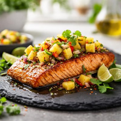 Salmon with pineapple