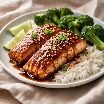 Salmon with teriyaki sauce