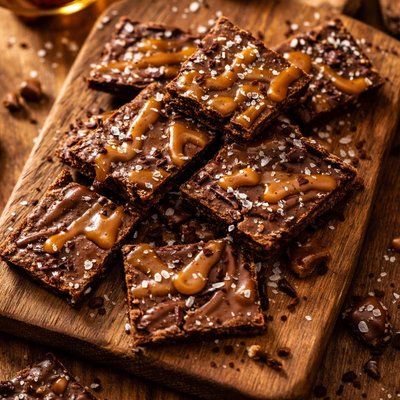 Salted carmel brownie bark