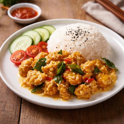 Salted egg chicken rice