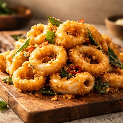 Salted egg fried sotong