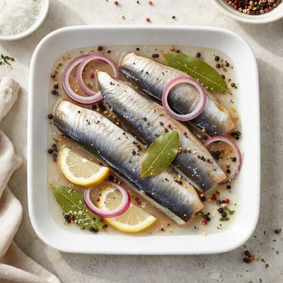 Salted herring in brine