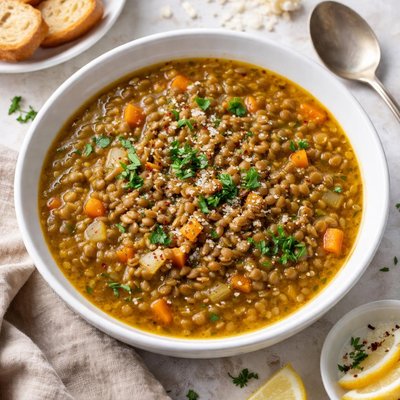 Salted lentil soup