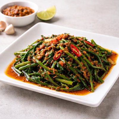 三巴辣椒虾酱通心菜