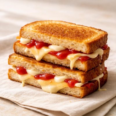 Sanduche de queso con salsa de tomate y mayonesa