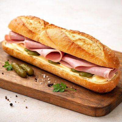 Sandwich baguette jambon beurre