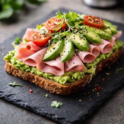 Sandwich with avocado and ham