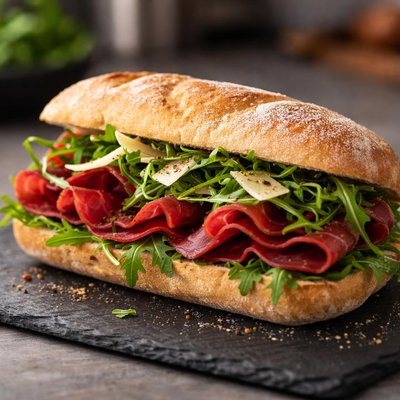 Panino con bresaola e insalata di rucola