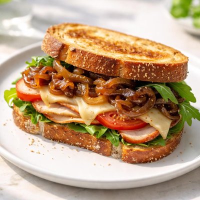 Sandwich with caramelized onion
