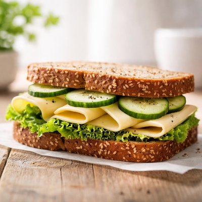 Sandwich with cheese and cucumber
