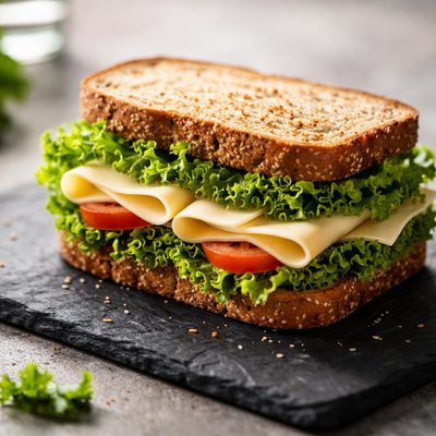 Sandwich with cheese and lettuce