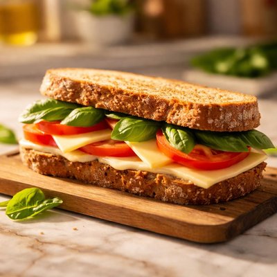 Sandwich with cheese and tomato