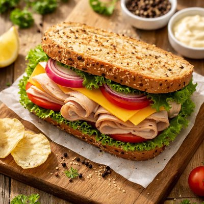 Sandwich with cheese and turkey