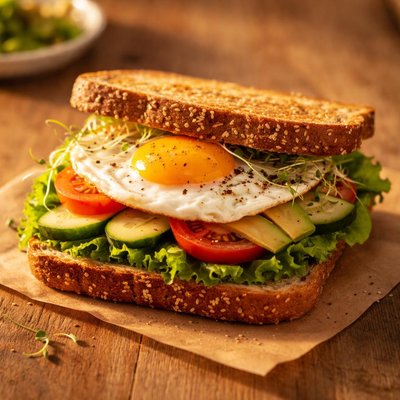 Sandwich with egg and vegetables
