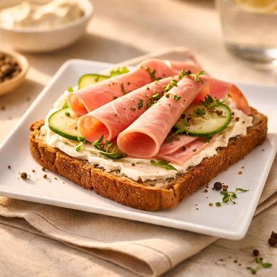Sandwich with ham and cream cheese