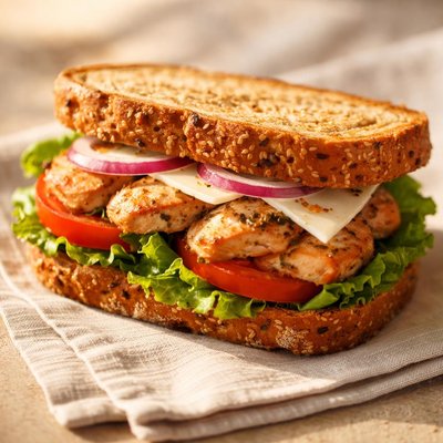 Sandwich with lettuce and chicken