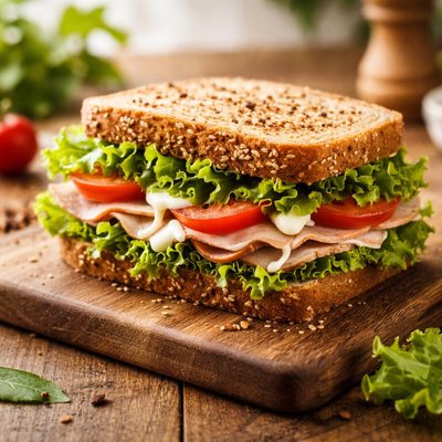 Sandwich with lettuce and mayonnaise