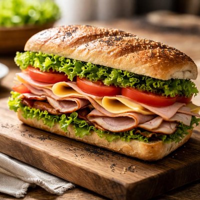 Sandwich with lettuce and meat